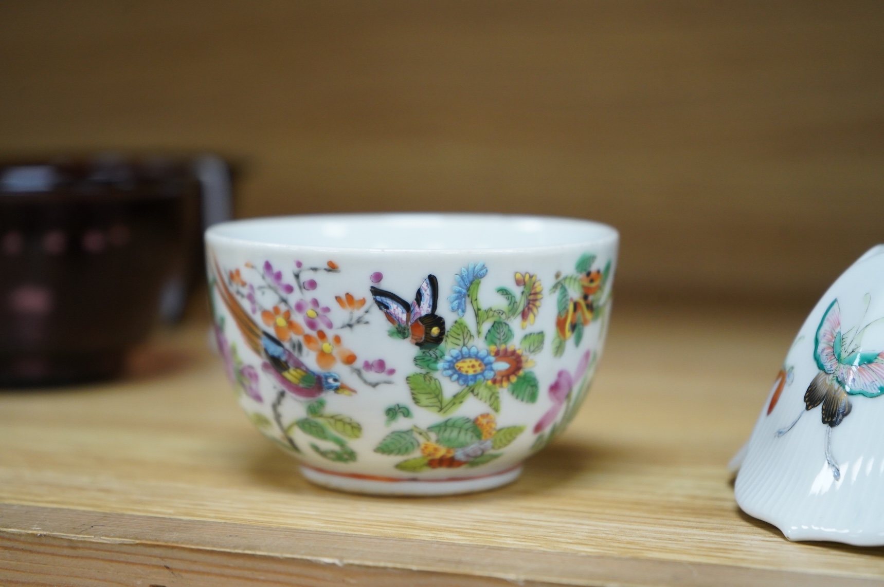 Two 19th century Chinese ‘butterfly’ bowls, largest 6cm high